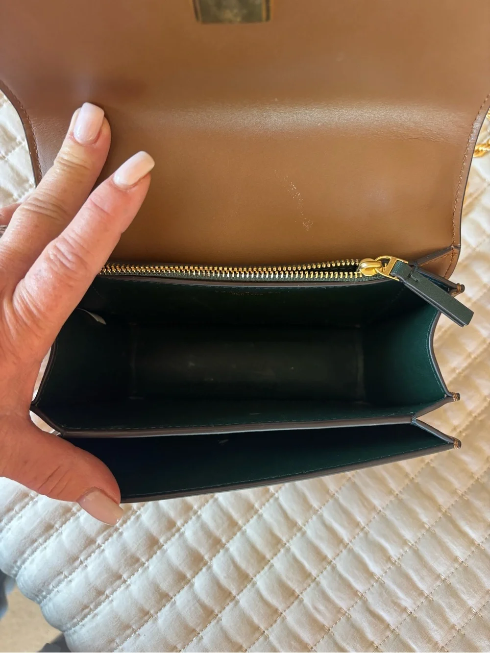 Tory Burch Small Eleanor Crossbody in Caramel Brown with Gold Hardware